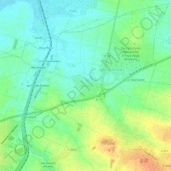 Usseau topographic map, elevation, terrain