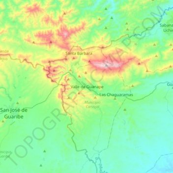 Valle de Guanape topographic map, elevation, terrain