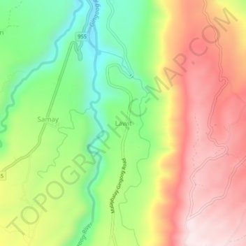 Lawit topographic map, elevation, terrain