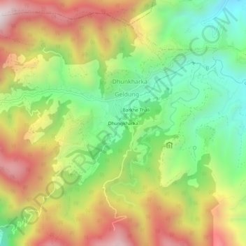 Dhungkharka topographic map, elevation, terrain