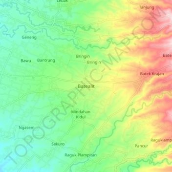 Batealit topographic map, elevation, terrain