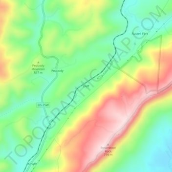 Duff topographic map, elevation, terrain