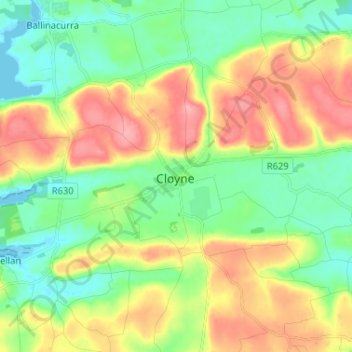 Cloyne topographic map, elevation, terrain