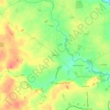 Raidevin topographic map, elevation, terrain