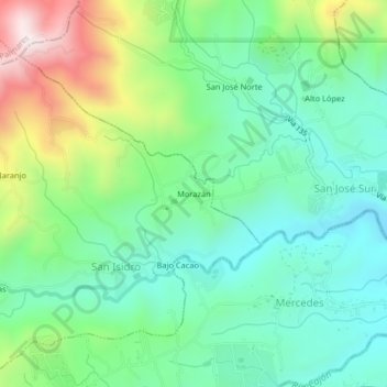Morazán topographic map, elevation, terrain