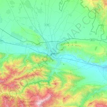 Gori topographic map, elevation, terrain