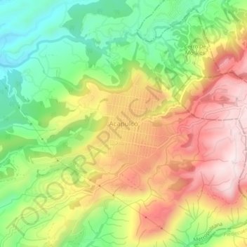 Acapulco topographic map, elevation, terrain