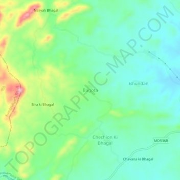 Bagota topographic map, elevation, terrain