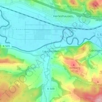 Lauchröden topographic map, elevation, terrain