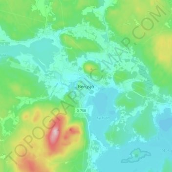 Bergsjö topographic map, elevation, terrain