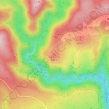 La Gardie topographic map, elevation, terrain