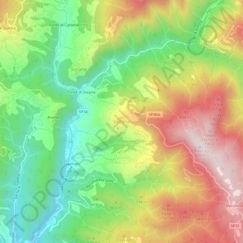 Vellano topographic map, elevation, terrain
