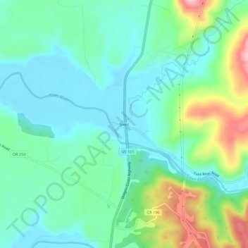 Sixes topographic map, elevation, terrain