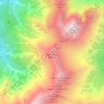 Rote Wand topographic map, elevation, terrain
