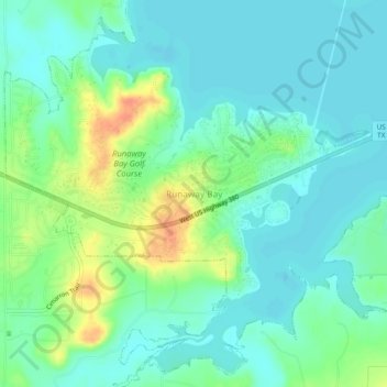 Runaway Bay topographic map, elevation, terrain