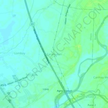 Caramutan topographic map, elevation, terrain