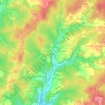 Le Bost topographic map, elevation, terrain
