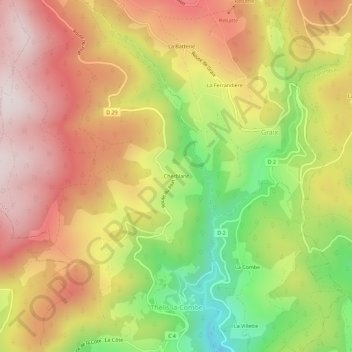 Cherblanc topographic map, elevation, terrain