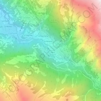 Lourtier topographic map, elevation, terrain
