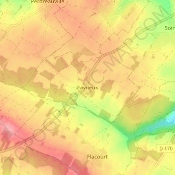 Favrieux topographic map, elevation, terrain