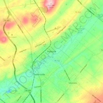 Perkasie topographic map, elevation, terrain