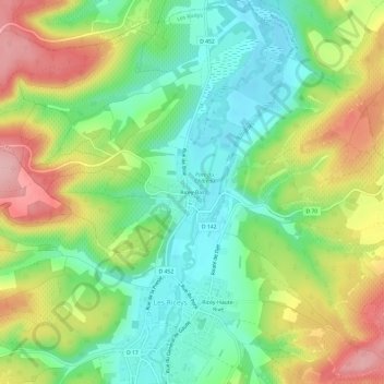 Ricey-Bas topographic map, elevation, terrain