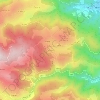 Pleigneux topographic map, elevation, terrain