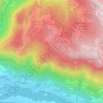 Les Pesses topographic map, elevation, terrain
