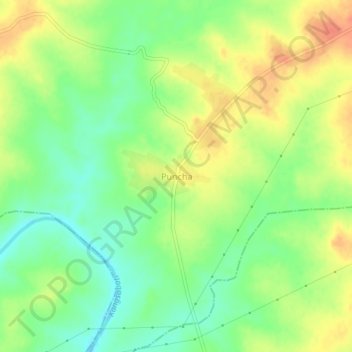 Puncha topographic map, elevation, terrain