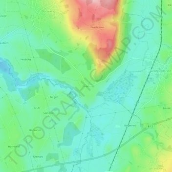 Priors topographic map, elevation, terrain