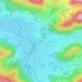 Fontaine topographic map, elevation, terrain