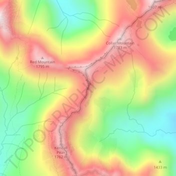 Kendall Katwalk topographic map, elevation, terrain