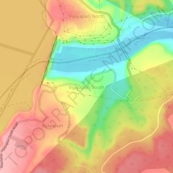 Vijayapuri South topographic map, elevation, terrain