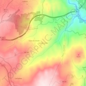 Vale de Cunho topographic map, elevation, terrain