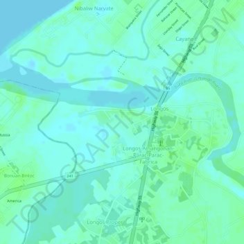Amangonan-Parac parac topographic map, elevation, terrain
