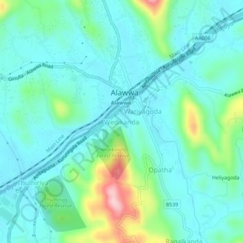 Wedikanda topographic map, elevation, terrain
