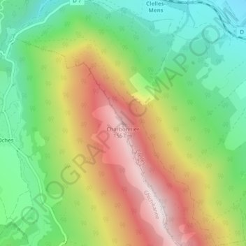 Charbonnier topographic map, elevation, terrain