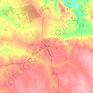 Nisa topographic map, elevation, terrain
