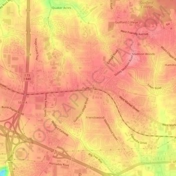Guilford topographic map, elevation, terrain