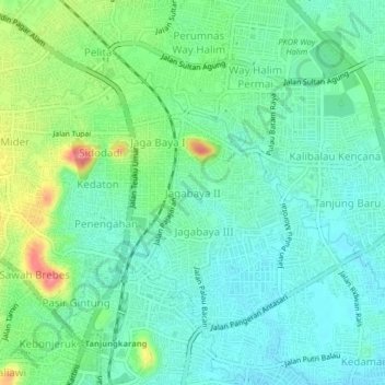 Jagabaya II topographic map, elevation, terrain