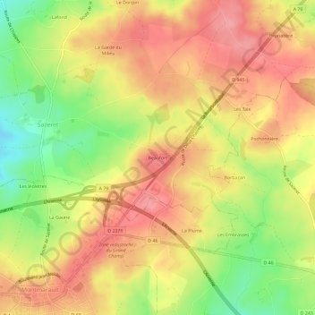 Beaufort topographic map, elevation, terrain