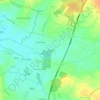 Tesson topographic map, elevation, terrain