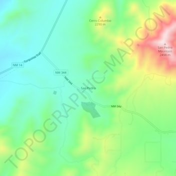 San Pedro topographic map, elevation, terrain