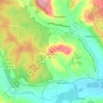 São Gens topographic map, elevation, terrain