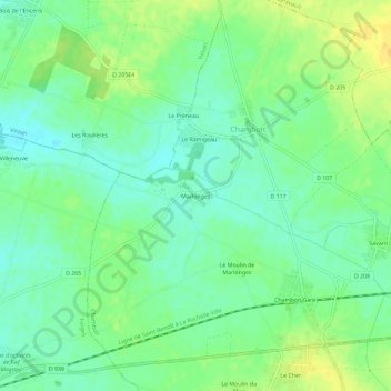 Marlonges topographic map, elevation, terrain