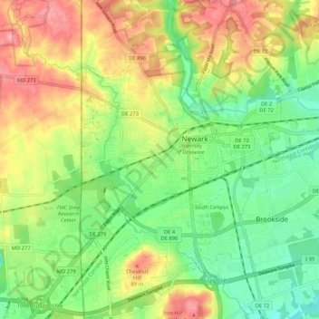 Newark topographic map, elevation, terrain