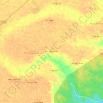 Pura Chautan topographic map, elevation, terrain