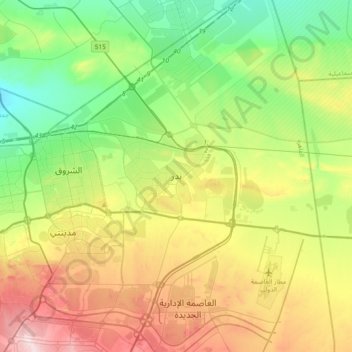 Badr City topographic map, elevation, terrain