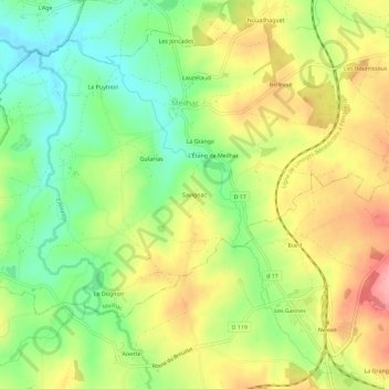 Savignac topographic map, elevation, terrain