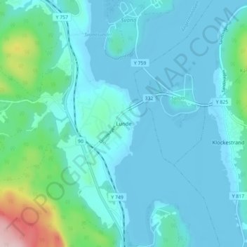 Lunde topographic map, elevation, terrain